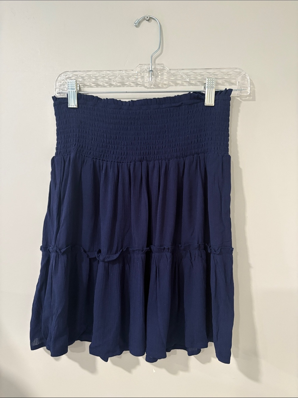 Hippie Rose Navy Smocked Waist Tiered Skater Skirt
